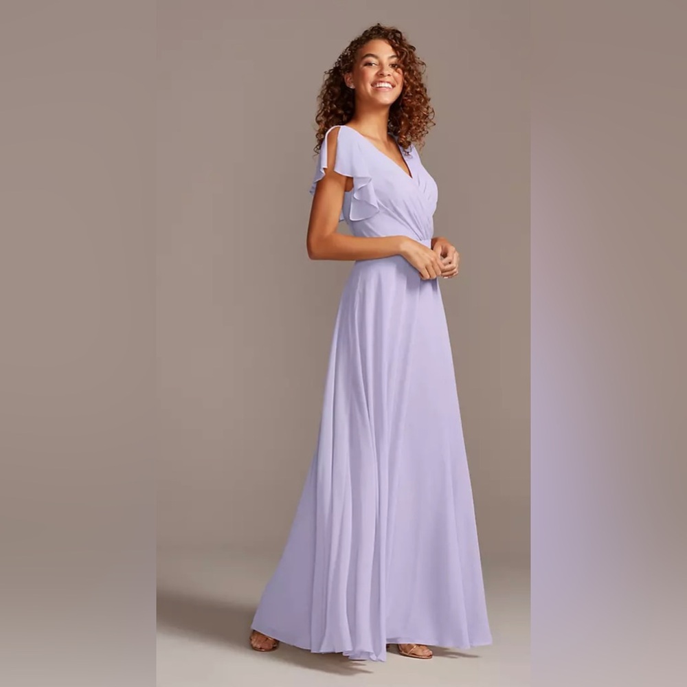 David’s Bridal Iris Bridesmaids Dress with Flutter Sleeve & Full Skirt